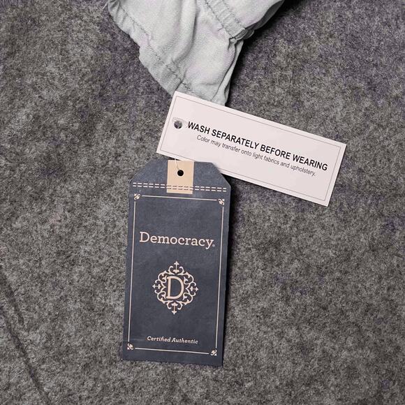 Democracy NWT Woven Banded Collar 3/4 Sleeve Ruffle Trim Button Down Shirt Sz 3X - Picture 6 of 8